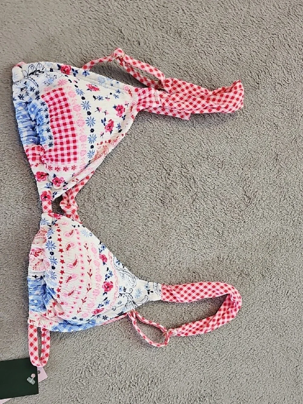 Wild Fable Women's M Pink & Blue Patchwork Textured Bikini Set